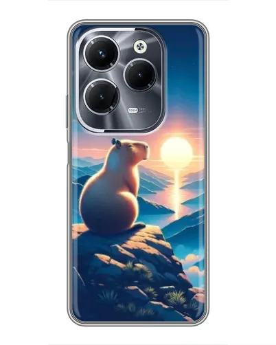 Чехол для Infinix Hot 40 Play с картинкой «Закат солнца с капибарой»