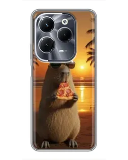 Чехол для Infinix Hot 40 Play с картинкой «Капибара с пиццей»