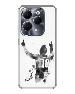 Чехол для Infinix Hot 40 Play с картинкой «Черно-белый силуэт Месси»