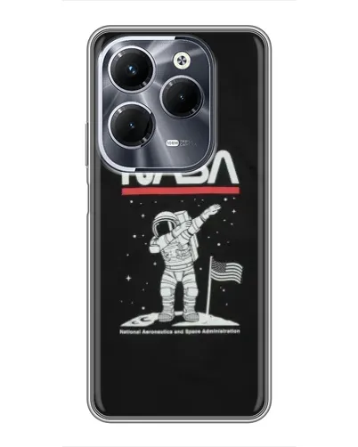 Чохол для Infinix Hot 40 Pro з картинкою «NASA — крокуємо по Місяцю»
