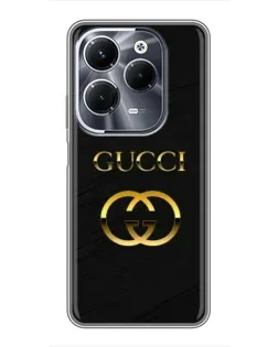 Чохол для Infinix Hot 40 Pro з картинкою «Золотий логотип Gucci»