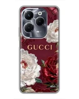 Чохол для Infinix Hot 40 Pro з картинкою «Gucci — бордові троянди»