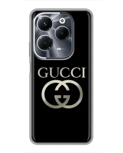 Чохол для Infinix Hot 40 Pro з картинкою «Gucci — золото на чорному»