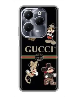 Чохол для Infinix Hot 40 Pro з картинкою «Gucci — герої Disney та монограма»