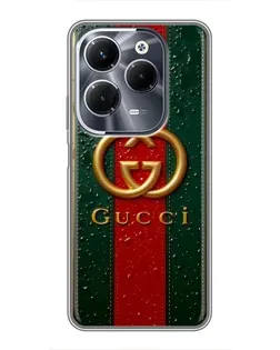 Чохол для Infinix Hot 40 Pro з картинкою «Gucci — фірмова смуга та золото»