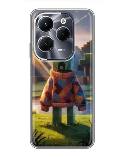 Чехол для Infinix Hot 40 Pro с картинкой «Крипер в свитере»