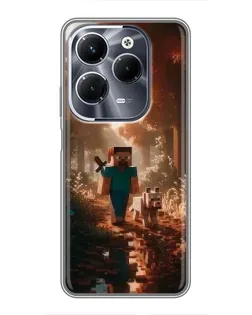 Чехол для Infinix Hot 40 Pro с картинкой «Стив в лесу»