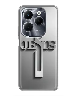 Чехол для Infinix Hot 40 Pro с картинкой «Металлический крест Jesus»