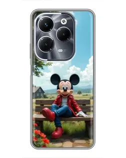 Чехол для Infinix Hot 40 Pro с картинкой «Микки на скамейке»