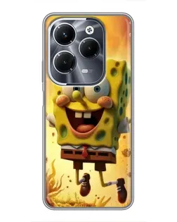 Чехол для Infinix Hot 40 Pro с картинкой «Губка Боб прыгает»
