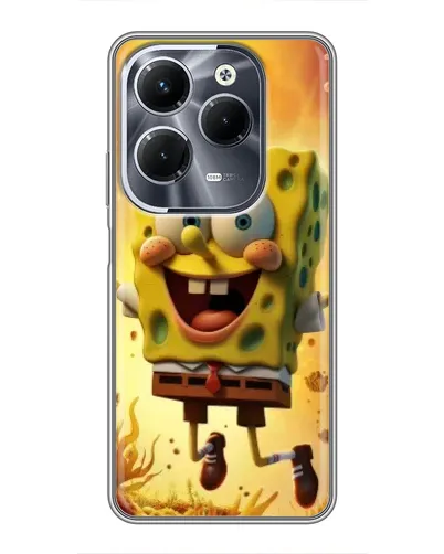 Чехол для Infinix Hot 40 Pro с картинкой «Губка Боб прыгает»