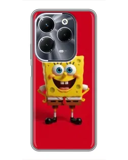 Чехол для Infinix Hot 40 Pro с картинкой «Спанч Боб на красном»