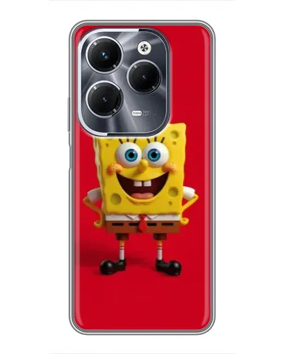 Чехол для Infinix Hot 40 Pro с картинкой «Спанч Боб на красном»