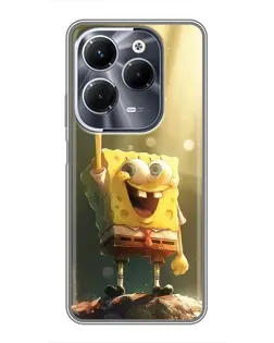 Чехол для Infinix Hot 40 Pro с картинкой «Сияющий Спанч Боб»