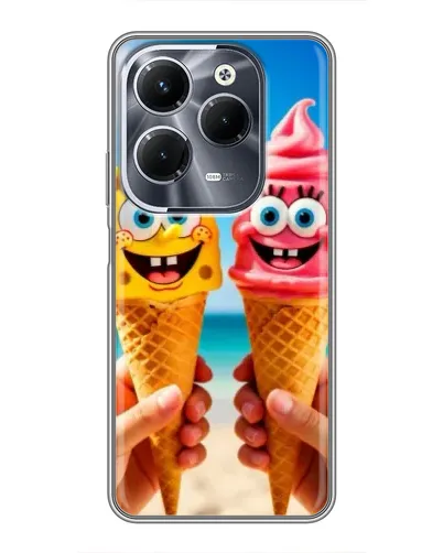 Чехол для Infinix Hot 40 Pro с картинкой «Спанч Боб мороженое»