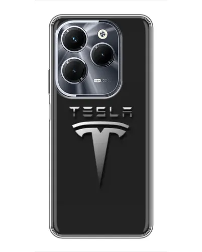 Чехол для Infinix Hot 40 Pro с картинкой «Стальной логотип Tesla»