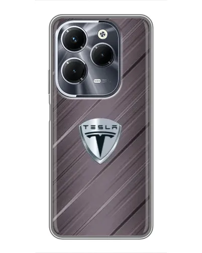 Чехол для Infinix Hot 40 Pro с картинкой «Металлическая текстура Tesla»