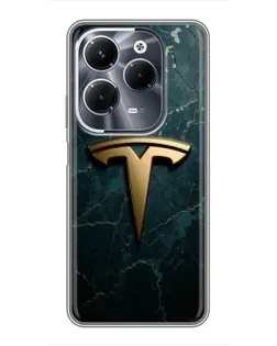 Чохол для Infinix Hot 40 Pro з картинкою «Мармурова Tesla Gold»