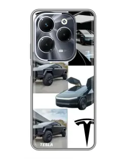 Чохол для Infinix Hot 40 Pro з картинкою «Колаж Cybertruck Tesla»