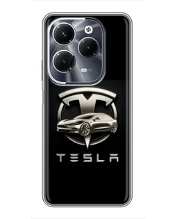 Чохол для Infinix Hot 40 Pro з картинкою «Tesla — срібне авто»
