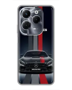 Чехол для Infinix Hot 40 Pro с картинкой «Mercedes — белый карбон»