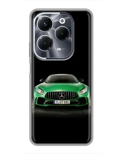 Чехол для Infinix Hot 40 Pro с картинкой «Mercedes — неоновый лого»