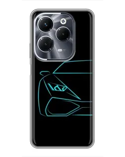 Чехол для Infinix Hot 40 Pro с картинкой «Голубой силуэт Lamborghini»