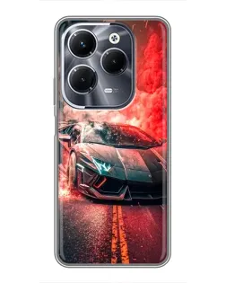 Чехол для Infinix Hot 40 Pro с картинкой «Lamborghini красный дым»