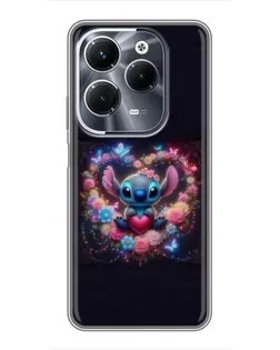 Чохол для Infinix Hot 40 Pro з картинкою «Stitch у квітах»