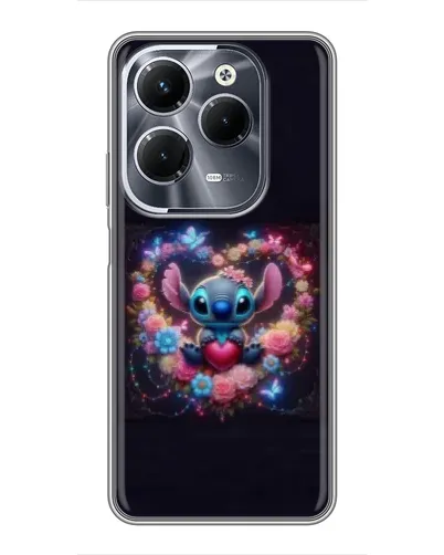 Чохол для Infinix Hot 40 Pro з картинкою «Stitch у квітах»