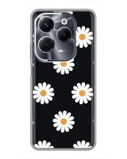 Чохол для Infinix Hot 40 Pro з картинкою «Ромашки на чорному»