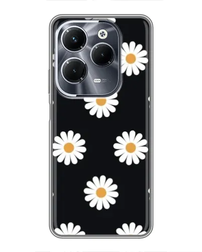 Чохол для Infinix Hot 40 Pro з картинкою «Ромашки на чорному»
