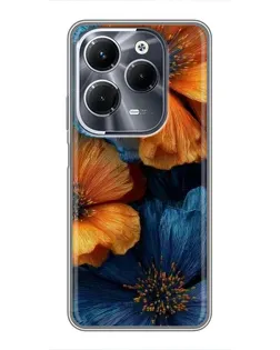 Чохол для Infinix Hot 40 Pro з картинкою «Яскрава синьо-помаранчева флора»