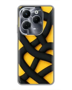 Чехол для Infinix Hot 40 Pro с картинкой «Черное желтое переплетение»