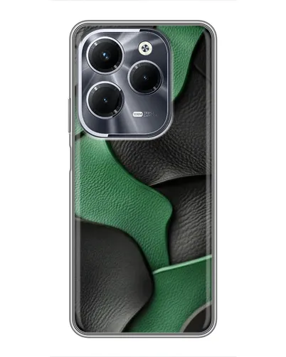 Чехол для Infinix Hot 40 Pro с картинкой «Зеленые кожаные волны» Чехол для Infinix Hot 40 Pro с картинкой «Зеленые кожаные волны»