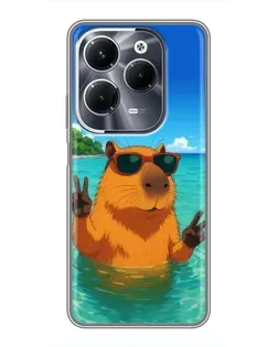 Чехол для Infinix Hot 40 Pro с картинкой «Морская капибара»