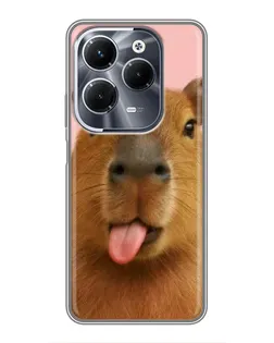 Чехол для Infinix Hot 40 Pro с картинкой «Капибара с языком»