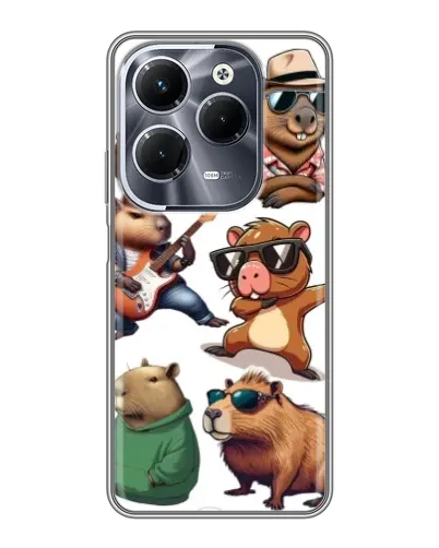 Чехол для Infinix Hot 40 Pro с картинкой «Крутые капибары музыканты» Чехол для Infinix Hot 40 Pro с картинкой «Крутые капибары музыканты»