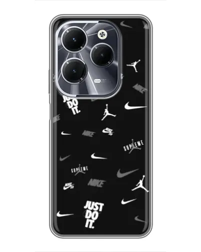 Чехол для Infinix Hot 40 с картинкой «Nike Black Pattern»