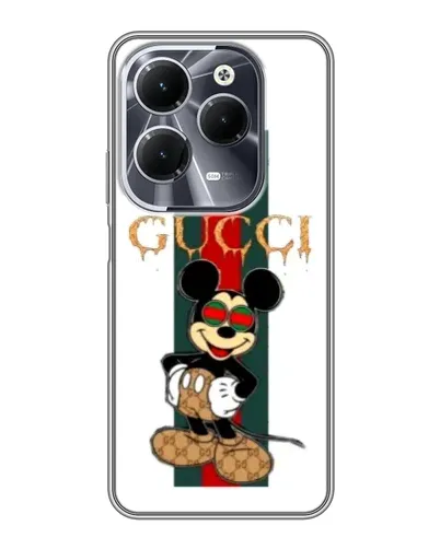 Чехол для Infinix Hot 40 с картинкой «Микки Маус Gucci — полосы»