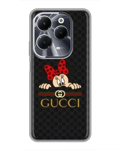 Чехол для Infinix Hot 40 с картинкой «Минни Маус Gucci — черный»