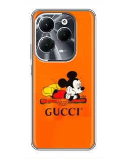Чехол для Infinix Hot 40 с картинкой «Микки Маус Gucci — оранж»