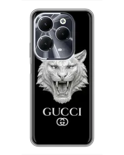 Чехол для Infinix Hot 40 с картинкой «Gucci — серебряный лев»