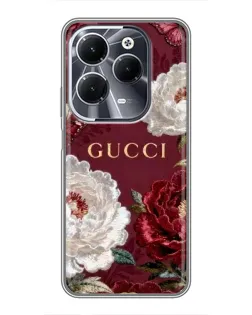 Чехол для Infinix Hot 40 с картинкой «Gucci — бордовые розы»