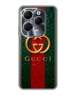 Чехол для Infinix Hot 40 с картинкой «Gucci — фирменная полоса и золото»