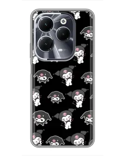 Чехол для Infinix Hot 40 с картинкой «Черный паттерн Kuromi»