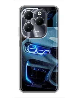 Чехол для Infinix Hot 40 с картинкой «Взгляд BMW с синими фарами» Чехол для Infinix Hot 40 с картинкой «Взгляд BMW с синими фарами»