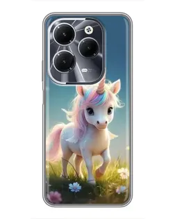 Чехол для Infinix Hot 40 с картинкой «Единорог на поляне»