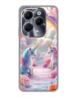 Чехол для Infinix Hot 40 с картинкой «Радуга и единороги»