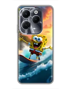 Чехол для Infinix Hot 40 с картинкой «Губка Боб серфингист»